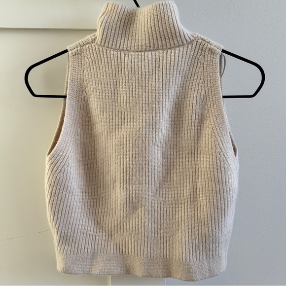 Zara Cream Knit Turtleneck Sweater Vest. - Picture 2 of 3